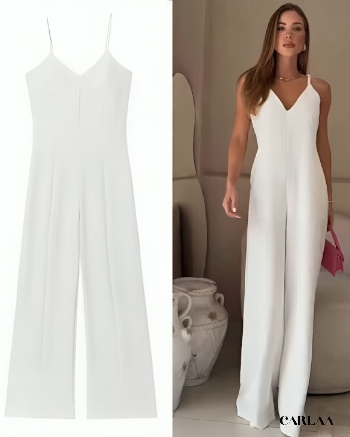White wide-leg jumpsuit