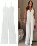 White wide-leg jumpsuit