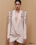 Robe blazer femme drapée chic