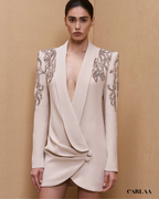 Robe blazer femme drapée chic
