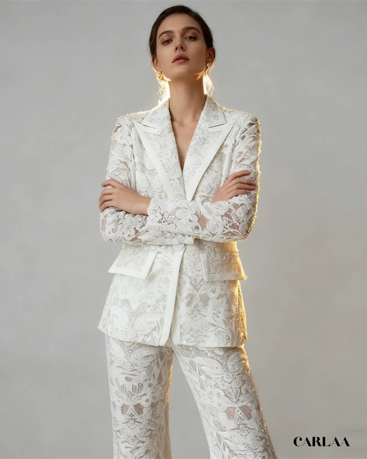 Tailleur pantalon mariage femme 60 ans
