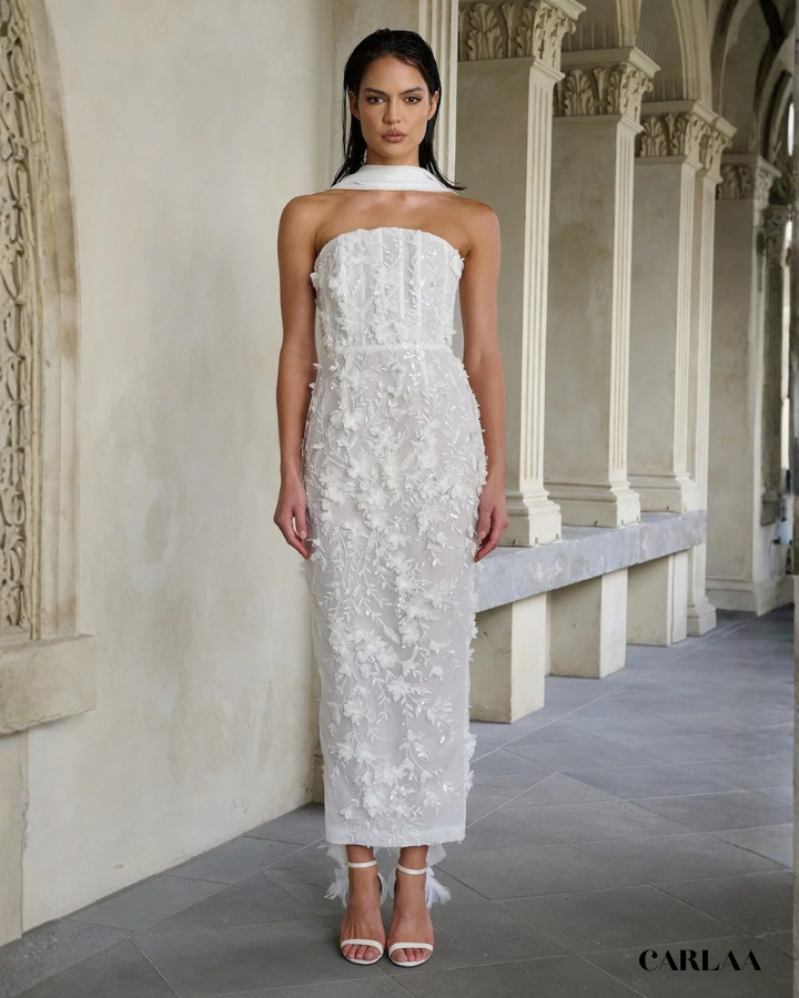 Robe de mariée midi fleurie