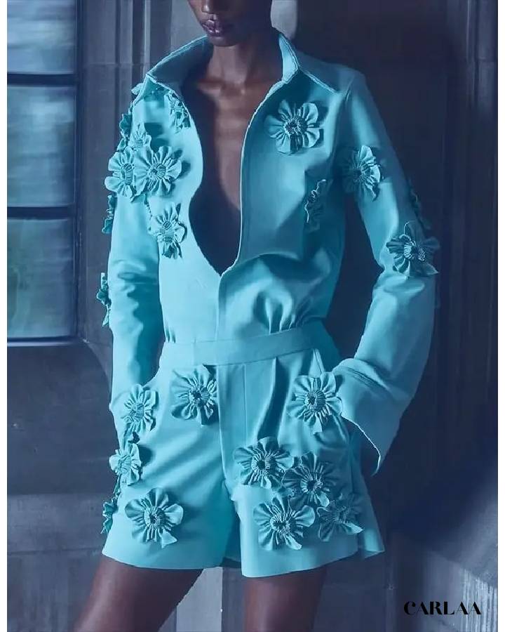 Combishort bleu clair