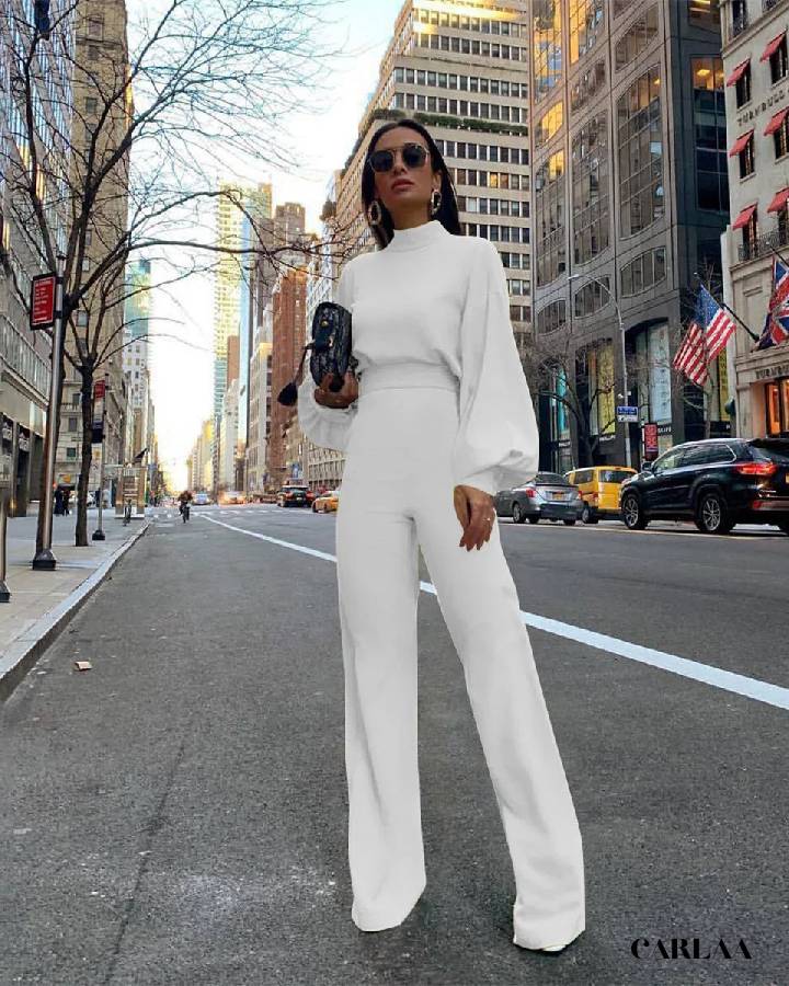 Combinaison Pantalon Manche Longue Blanche