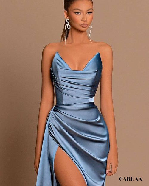 Long satin evening dress