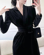 Long-sleeved velvet jumpsuit