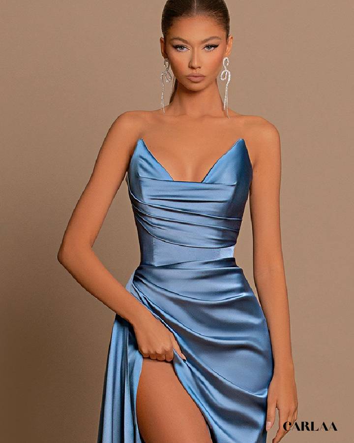 Long satin evening dress