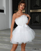 Robe de soirée bouffante blanche