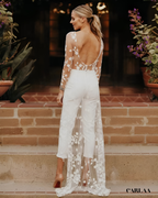 Wedding jumpsuit with train