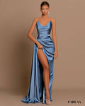 Long satin evening dress