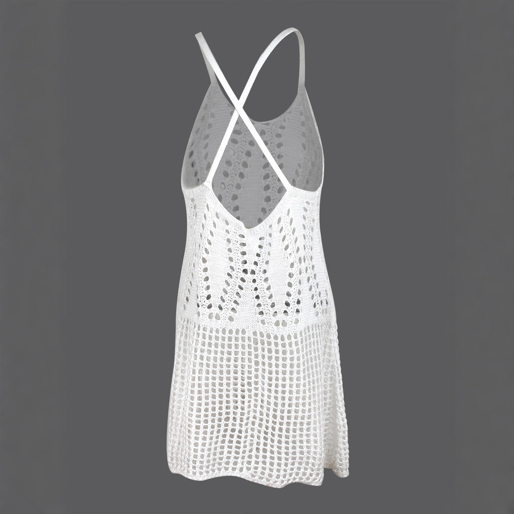Off-white openwork wrap dress