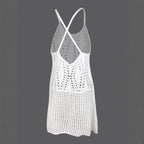 Off-white openwork wrap dress