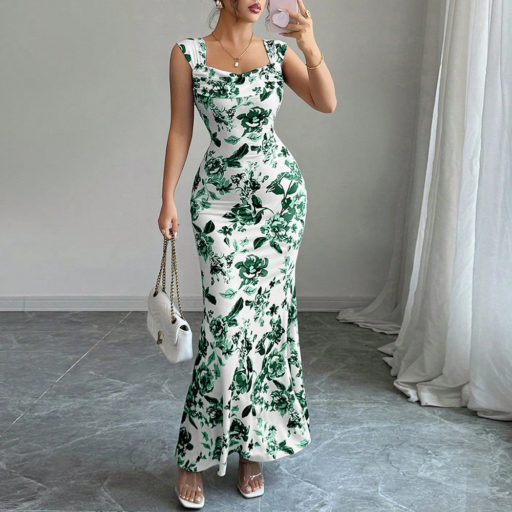 Robe à nouer imprimée taille haute