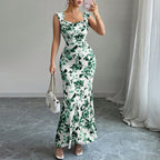 Robe à nouer imprimée taille haute
