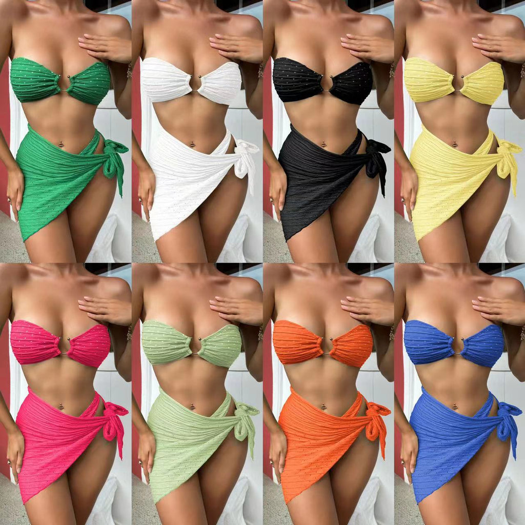 Queen — Green bandeau three-piece set