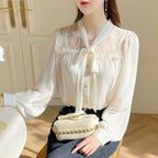 Chemise en mousseline manches longues et nœud
