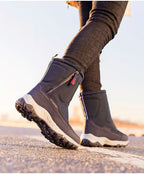 Bottes d'hiver pour femmes avec fermeture éclair latérale - Bottes de neige imperméables, antidérapantes et durables avec doublure chaude