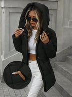 Mid-length quilted hooded coat