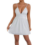 Pure white backless halter mini dress