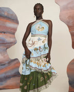 Robe longue lin et coton sans manches, encolure dégagée