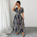 Robe longue manches courtes et taille ajustée - Chic&Shines
