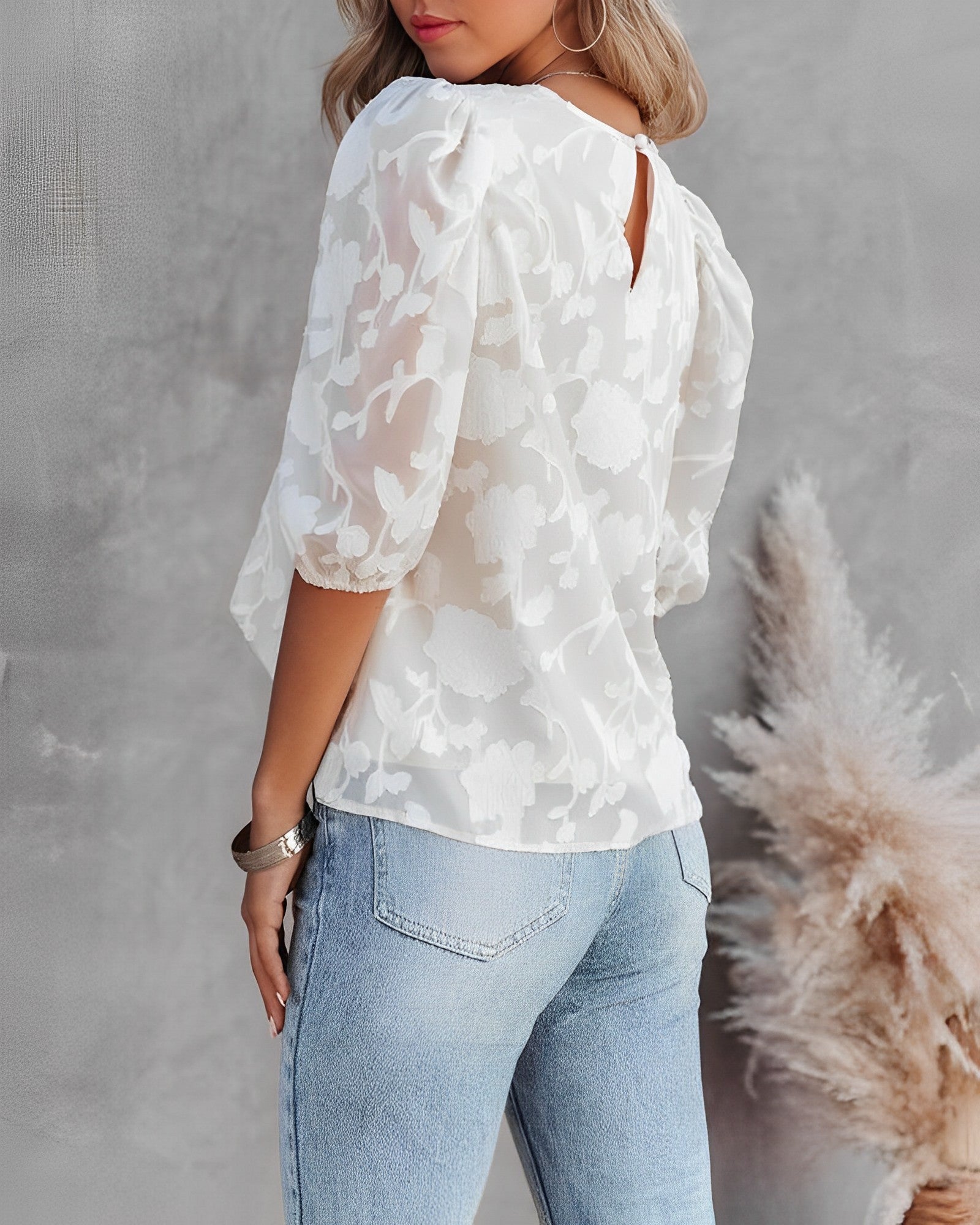 Dorothea - Chemise en mousseline de soie à manches bouffantes pour l'automne