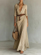 Asymmetrical pleated dress with matching belt