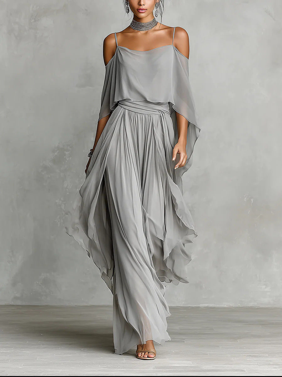 Elegant and flowing backless maxi dress