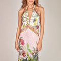 Robe Imprimée Fleuri col Halter — Longueur Maxi