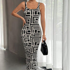 Printed maxi dress with straps