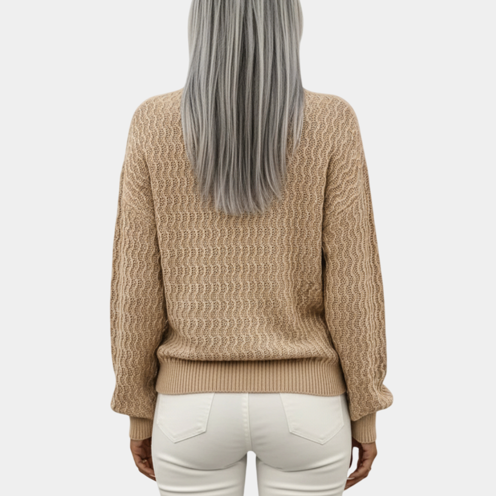 Ladies' Knitted Balloon Sleeve Turtleneck - Autumn