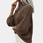 Ladies' Knitted Balloon Sleeve Turtleneck - Autumn