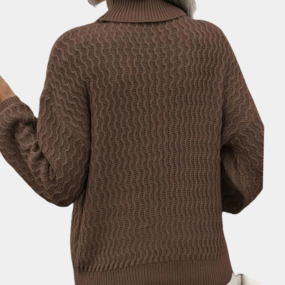 Ladies' Knitted Balloon Sleeve Turtleneck - Autumn