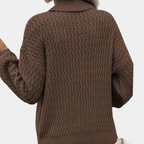 Ladies' Knitted Balloon Sleeve Turtleneck - Autumn