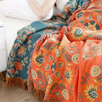 Couverture réversible en coton à motif floral