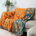 Couverture réversible en coton à motif floral