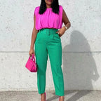 Elégant Pantalon Taille Haute Ceinturé - Chic&Shines