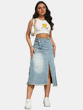 Jupe Jeans Fendue Taille Haute