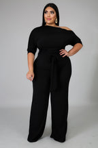 Combinaison pantalon manches court Épaule Inclinée - Chic&Shines