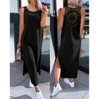 Robe longue fendue sans manche en dentelle - Chic&Shines