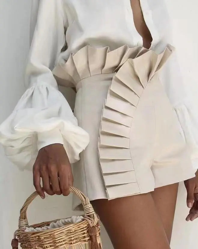 Short taille haute en dentelle plissée - Chic&Shines
