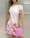 Robe courte bustier manche court à motif - Chic&Shines