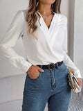 Chemisier manches longues et col en V laminé - Chic&Shines