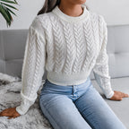 Pull tricot manches longues col rond - Chic&Shines