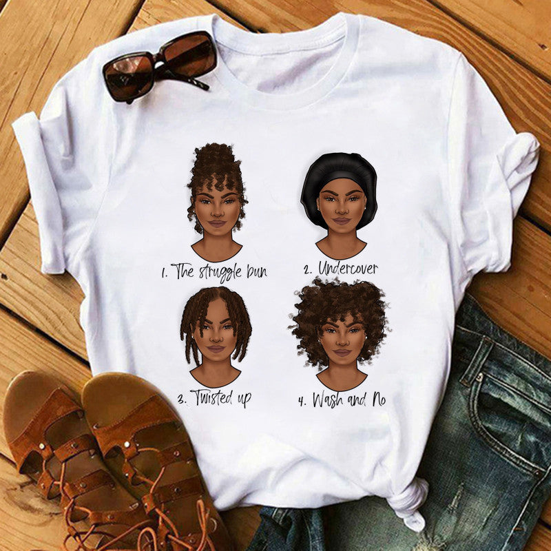 T-shirt col rond manche court imprimé graphique - Chic&Shines