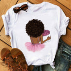 T-shirt col rond manche court imprimé graphique - Chic&Shines