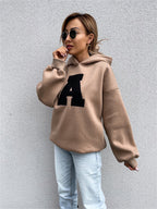 Pull à capuche sans poche imprimé lettre A - Chic&Shines