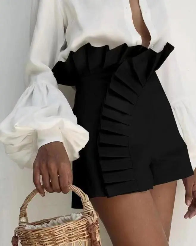 Short taille haute en dentelle plissée - Chic&Shines
