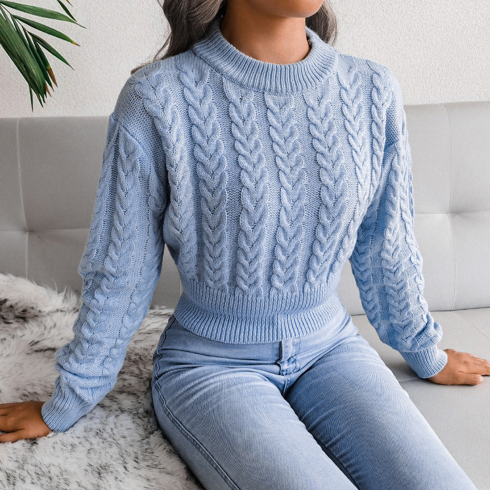 Pull tricot manches longues col rond - Chic&Shines