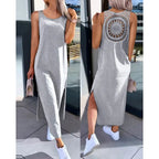 Robe longue fendue sans manche en dentelle - Chic&Shines